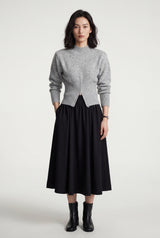 Light Gray Half Zip Mock Neck Cropped Ribbed Sweater - Half zip knit sweater - Photo 1