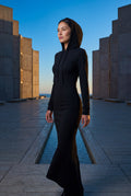 Black Hooded Long Sleeve Bodycon Maxi Dress - Photo 13