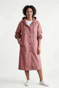 Pink Hooded Snap Button Long Parka Coat with Adjustable Waist - Long coat - Photo 28
