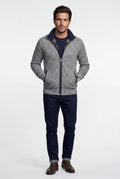 Light Gray Marled Full-zip Mock Neck Cardigan with Ribbed Trim - Gilet - Photo 4