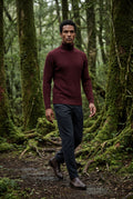 Burgundy Men's Cable Turtleneck Slim Fit Sweater - Turtleneck sweater - Photo 10