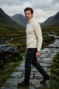 White Men's Cable Turtleneck Slim Fit Sweater - Turtleneck sweater - Photo 18