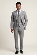 Light Gray Notch Lapel Tailored Three-piece Suit - Photo 4