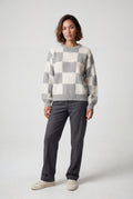 Light Gray Oversized Checkered Crewneck Chunky Sweater - Oversized sweater - Photo 12