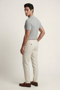 Light Gray Ribbed Open Collar Tailored Polo Shirt - Polo shirts - Photo 2