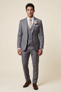 Light Gray Slim Fit Three Piece Wedding Suit with Vest - Wedding suits - Photo 11