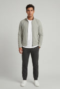 Light Gray Slim Fit Zip-front Stand Collar Casual Jacket - Photo 1