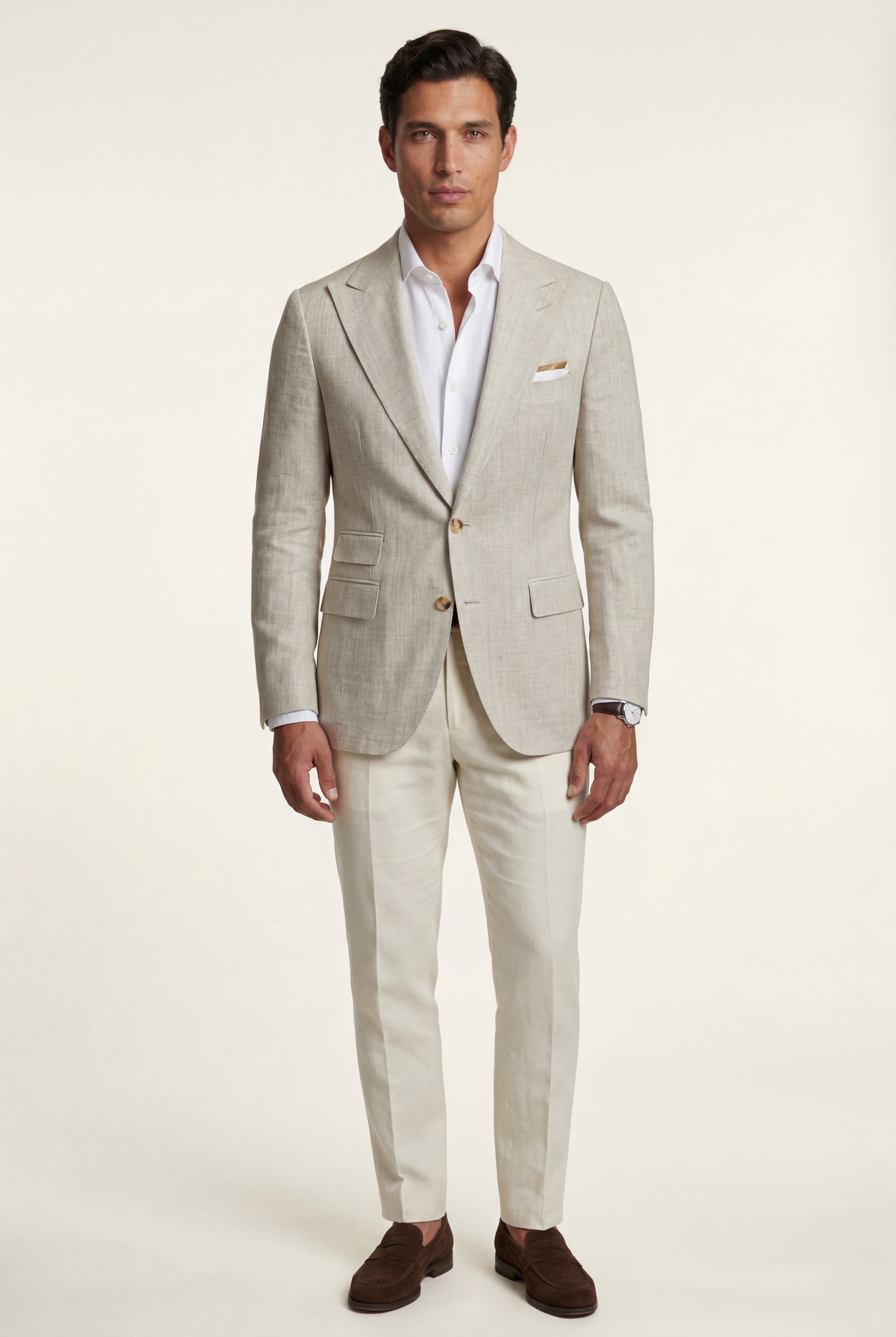 Light Gray Slim Tailored Two-button Blazer with Notched Lapel - Slim fit blazer - Photo 9