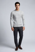 Light Gray Structured Tonal Textured Crewneck Sweater - Structured sweater - Photo 10