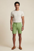 Light Green Men's Tailored Above-Knee Casual Shorts with Belt Loops - Photo 28