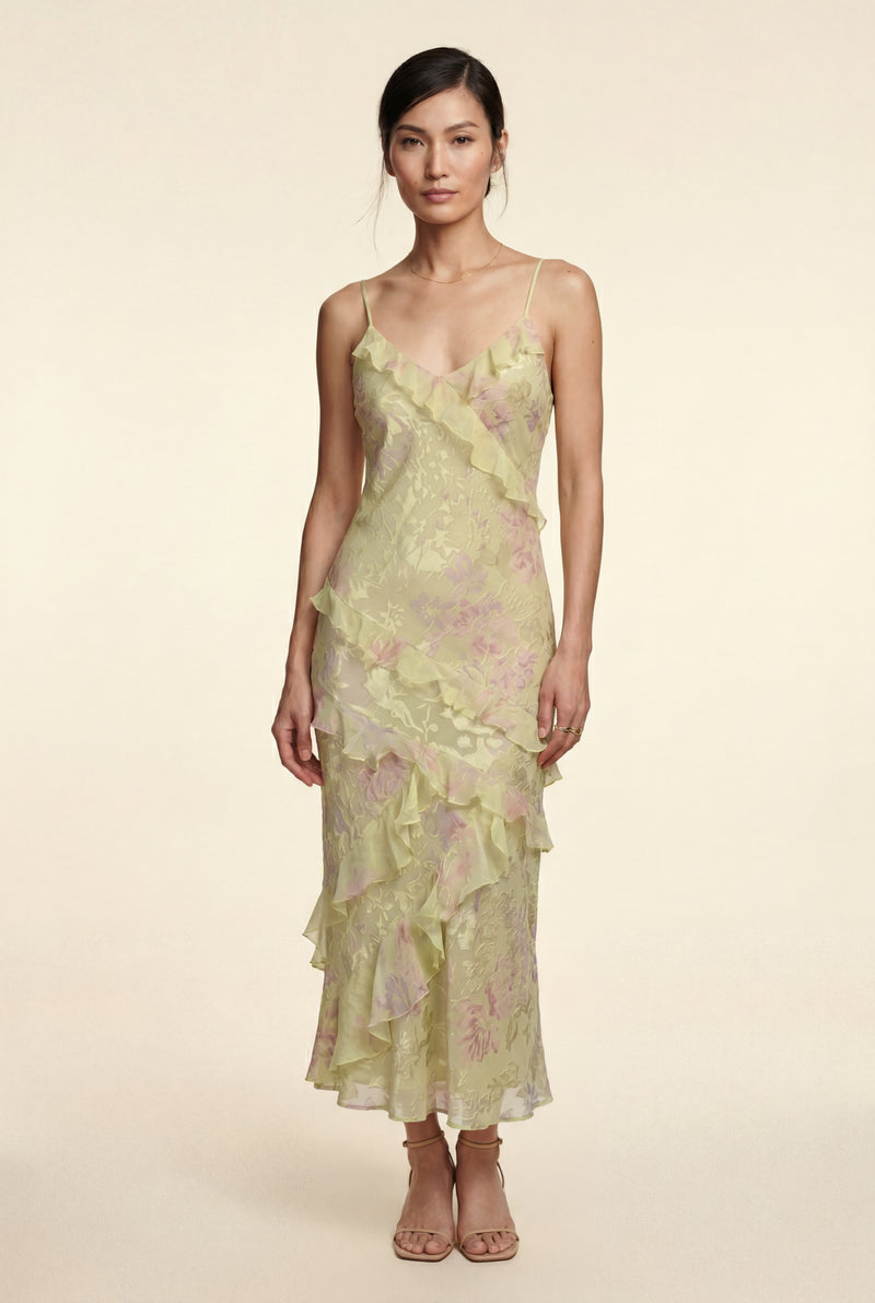 Light Green Sheer Ruffled Tiered Maxi Slip Dress - Maxi dress - Photo 3