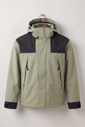 Technical Hooded Ski Jacket in Light Green — studio front