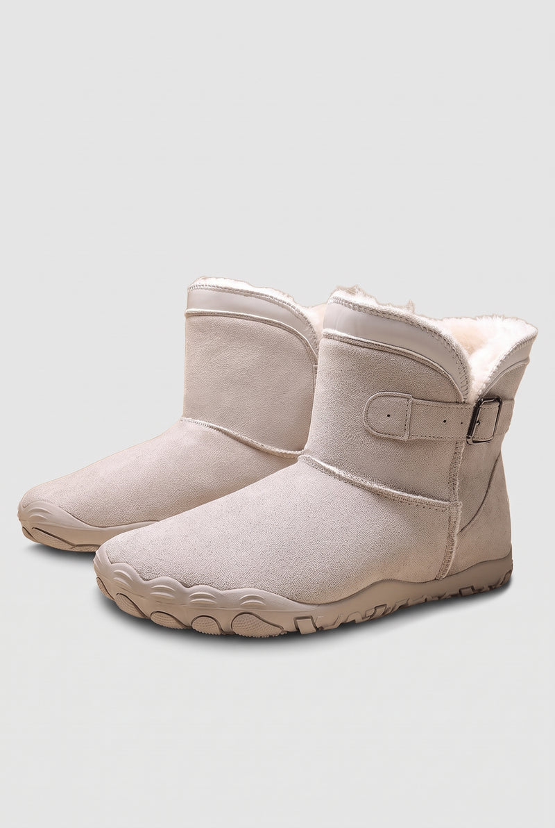 Plush Lined Ankle Boots in Light Grey — studio front