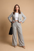 Women's Blazer Set Cropped in Light Grey — studio primary