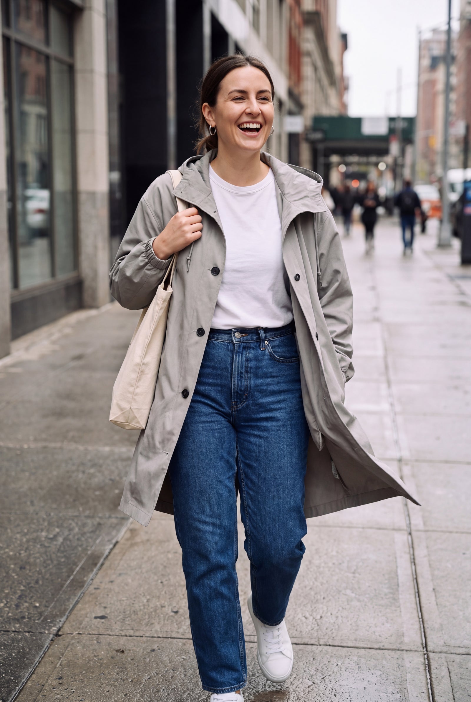Women's Windbreaker Oversized Hooded in Light Grey — secondary ugc