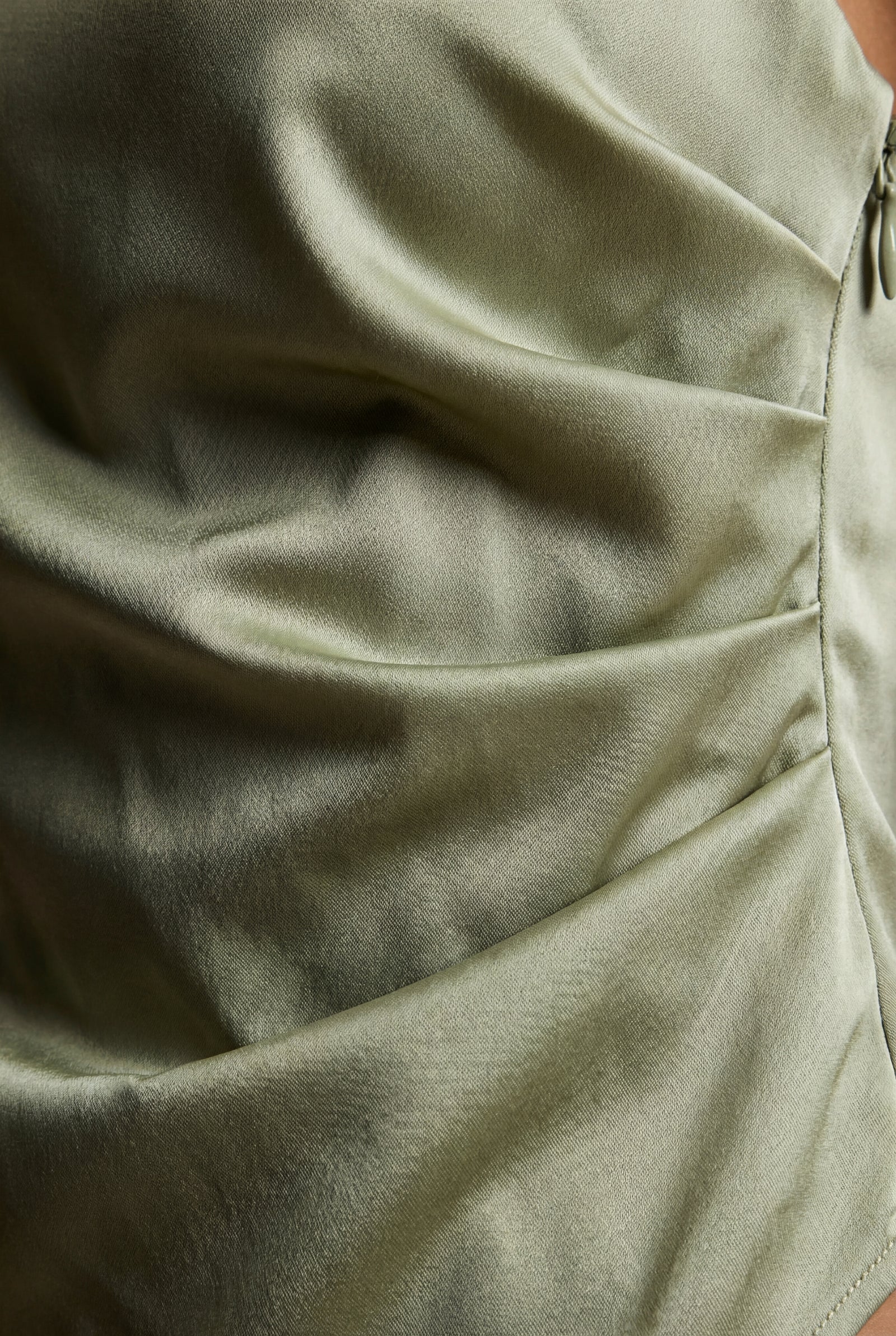 Mint Green Asymmetric One Shoulder Draped Top with Flared Hem - One shoulder top - Photo 5