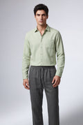 Mint Green Relaxed Button-down Shirt and Drawstring Trouser Set - Shirt set - Photo 4