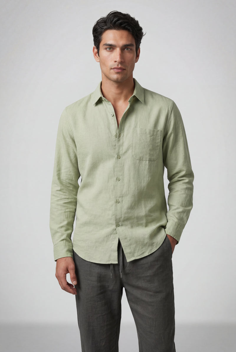 Mint Green Relaxed Long-sleeve Shirt and Drawstring Pants Set - Photo 4