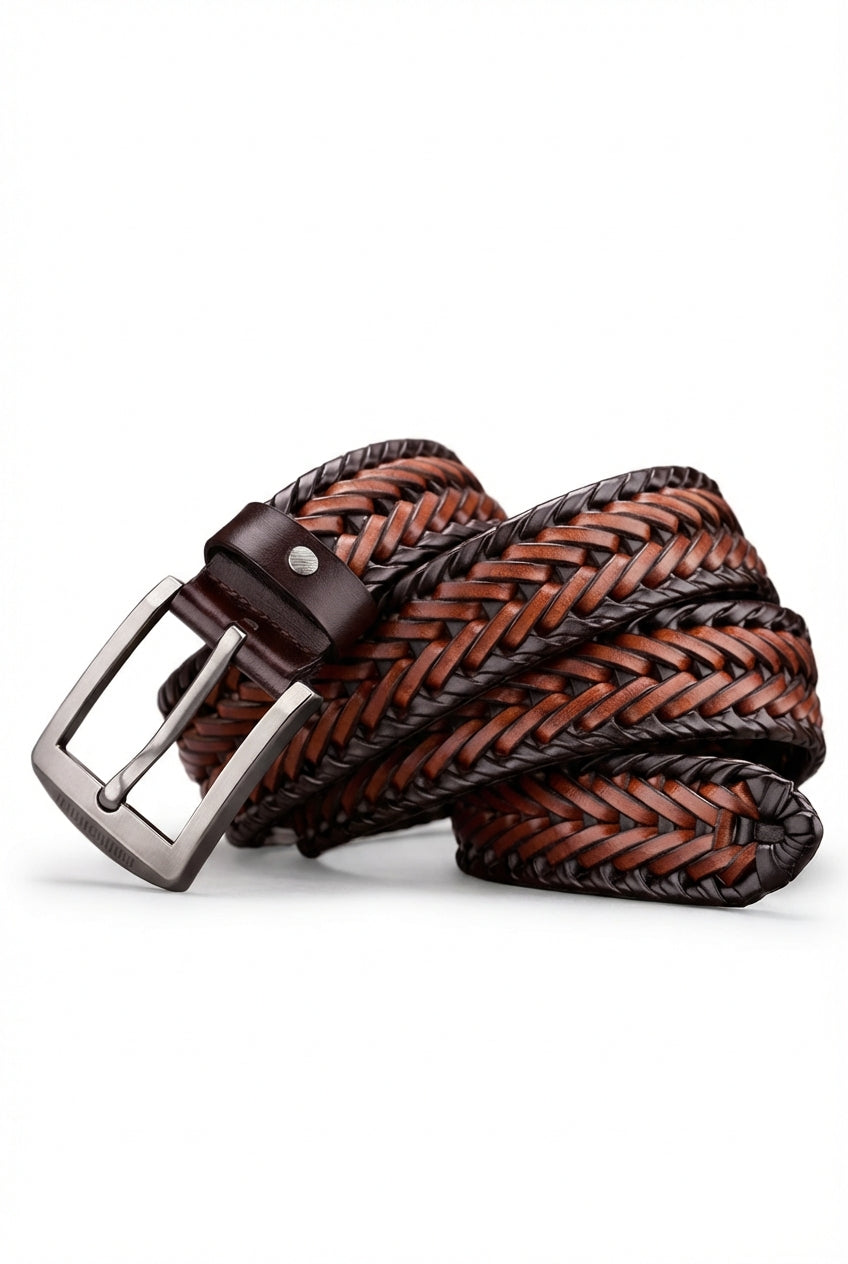 Multicolor Men's Braided Textured Pin Buckle Casual Belt - Casual belts - Photo 1