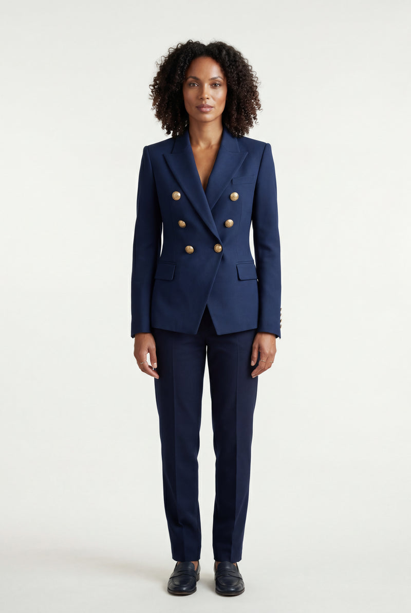 Navy Blue Double-breasted Gold Button Tailored Blazer - Tailored blazers - Photo 1