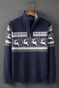 Festive Half-Zip Sweater in Navy Blue — Stilenza main image