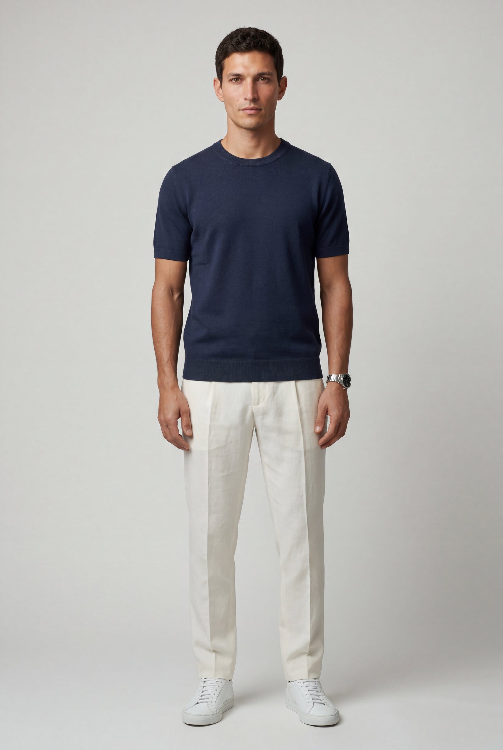 Navy Blue Fine Relaxed Fit Short Sleeve T-shirt - Relaxed fit t-shirt - Photo 13