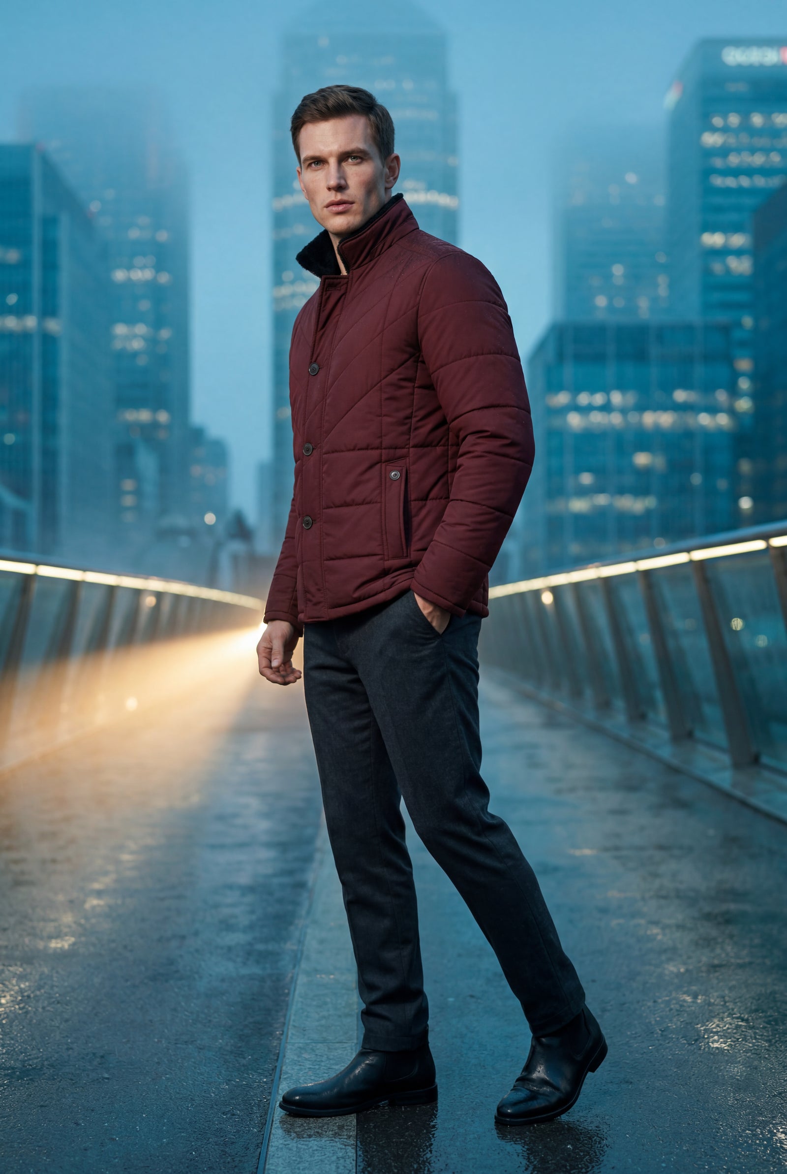 Red Fitted Quilted Hip-length Winter Jacket - Winter jackets - Photo 11