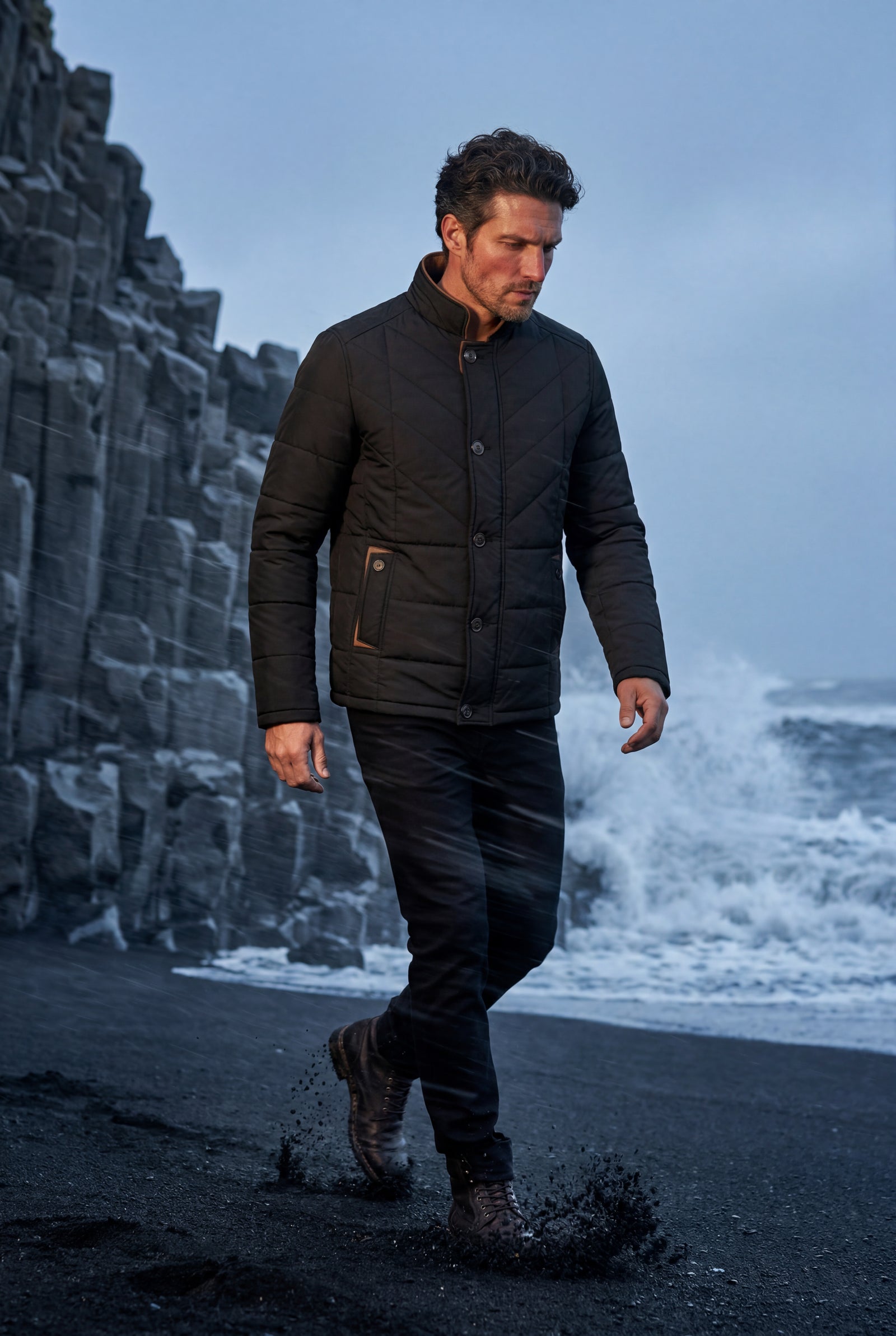 Black Fitted Quilted Hip-length Winter Jacket - Winter jackets - Photo 12