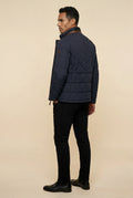 Navy Blue Fitted Quilted Hip-length Winter Jacket - Winter jackets - Photo 2