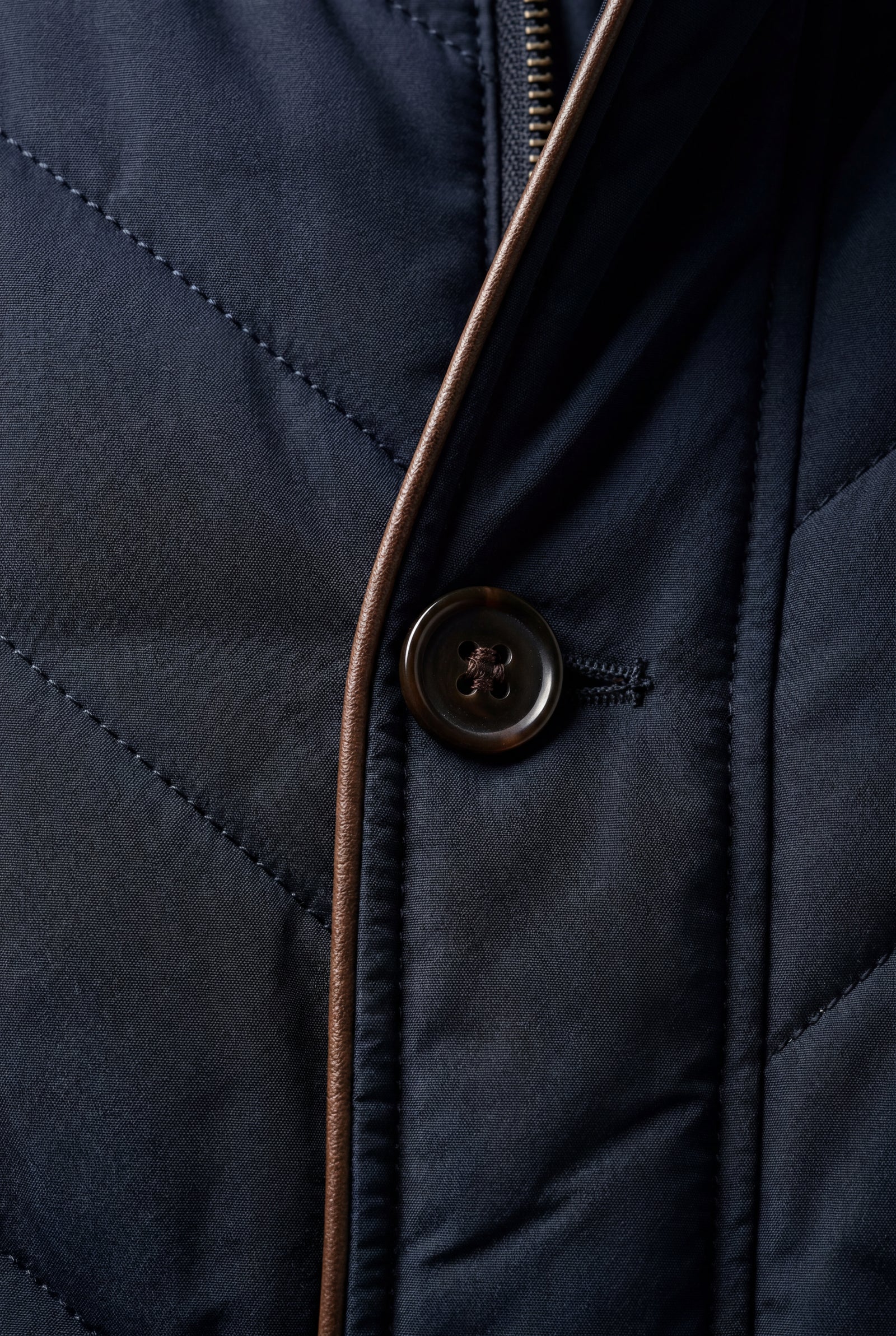 Navy Blue Fitted Quilted Hip-length Winter Jacket - Winter jackets - Photo 4