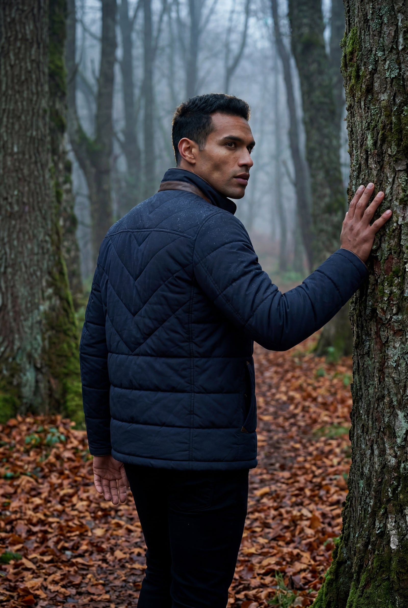 Navy Blue Fitted Quilted Hip-length Winter Jacket - Winter jackets - Photo 7