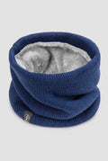 Fleece-Lined Neck Gaiter in Navy Blue — studio front