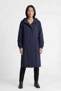 Navy Blue Hooded Snap Button Long Parka Coat with Adjustable Waist - Long coat - Photo 24