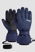Insulated Gloves with Adjustable Strap in Navy Blue — studio front
