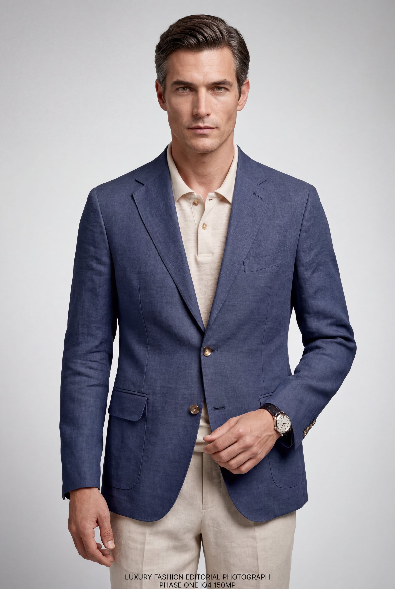 Navy Blue Lightweight Tailored Single-breasted Casual Blazer - Casual blazers - Photo 5