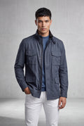 Navy Blue Matte Utility Pocket Field Jacket with Epaulettes - Casual jackets - Photo 1