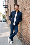 Men's Jacket Diamond Pattern in Navy Blue — lifestyle1