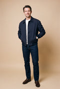 Men's Jacket Pointed Collar Relaxed Fit in Navy Blue — primary shot