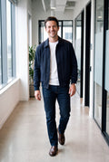 Men's Jacket Pointed Collar Relaxed Fit in Navy Blue — secondary shot