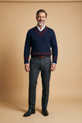 Men's Sweater Classic Fit in Navy Blue — studio shot