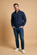 Men's Sweater Long Sleeve Waffle in Navy Blue — studio primary