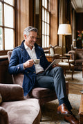 Men's Trench Coat Long Classic in Navy Blue — secondary lifestyle