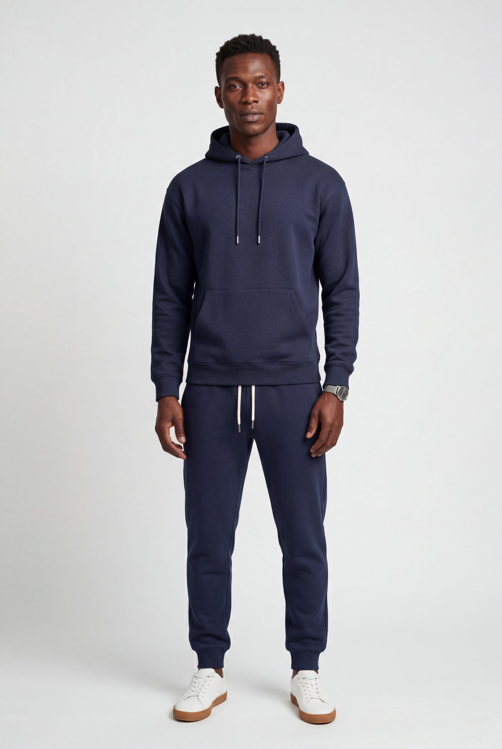 Navy Blue Men's Relaxed Pullover Hoodie and Jogger Set - Hoodie jogger set - Photo 14