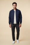 Navy Blue Men's Slim-Fit Minimalist Classic Bomber Jacket - Photo 3