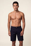 Navy Blue Men's Slim Tailored Fit Chino Shorts with Elastic Waistband - Casual shorts - Photo 15