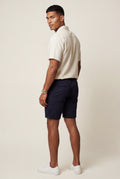 Navy Blue Men's Slim Tailored Fit Chino Shorts with Elastic Waistband - Casual shorts - Photo 2