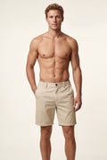 Cream Men's Slim Tailored Fit Chino Shorts with Elastic Waistband - Casual shorts - Photo 8