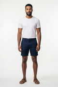 Navy Blue Men's Tailored Above-Knee Casual Shorts with Belt Loops - Photo 20