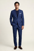 Navy Blue Modern Fit Tailored Two Piece Suit with Notch Lapel Jacket - Photo 7