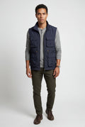 Navy Blue Multi-pocket Stand Collar Utility Vest - Vests - Photo 5